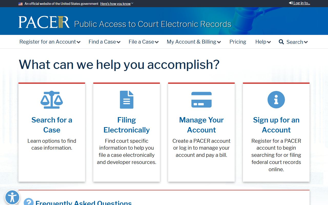 PACER federal court records portal for searching Somerset County court dockets