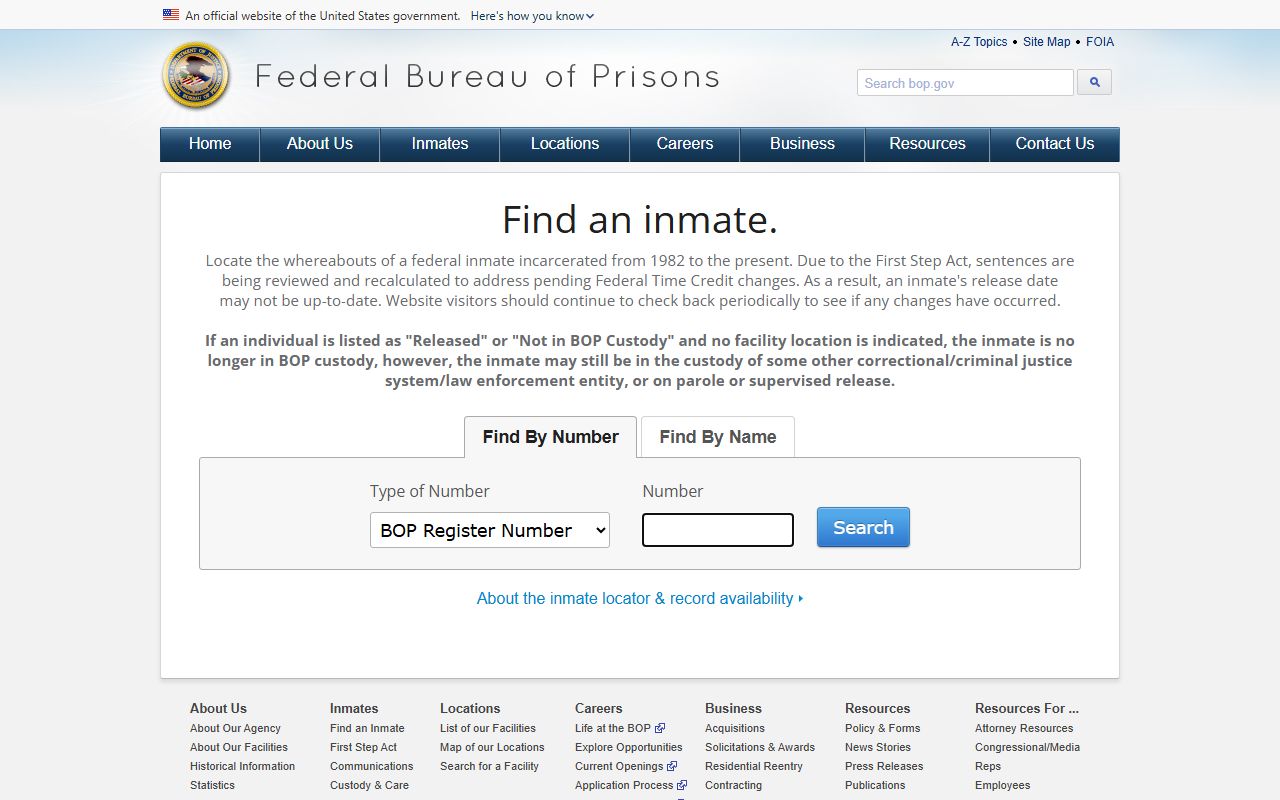 Federal Bureau of Prisons inmate locator for Somerset County criminal records