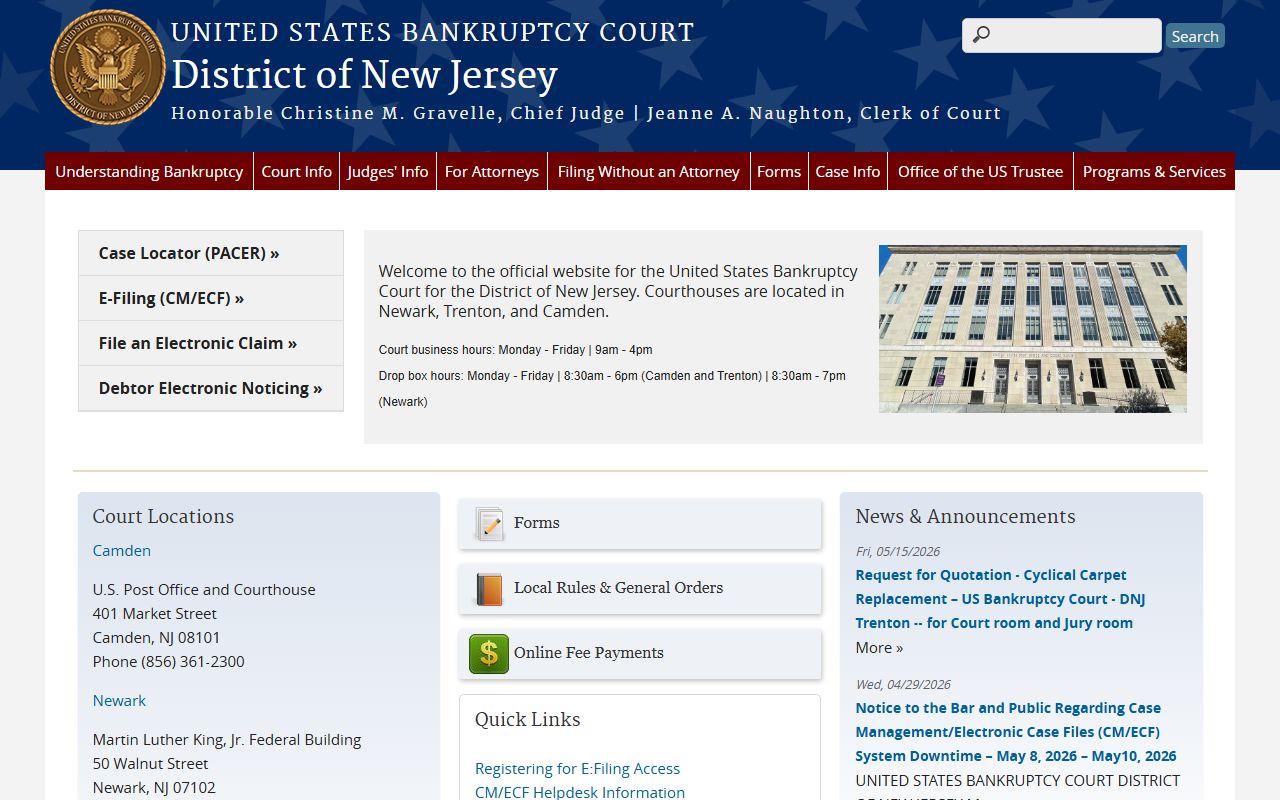 U.S. Bankruptcy Court for the District of New Jersey serving Somerset County