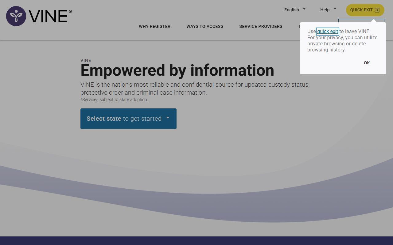 VINELink victim notification and custody search for Somerset County criminal records