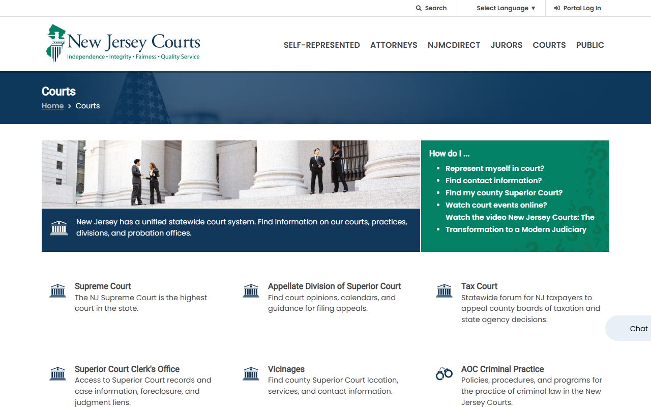 Somerset County Superior Court records statewide court structure page