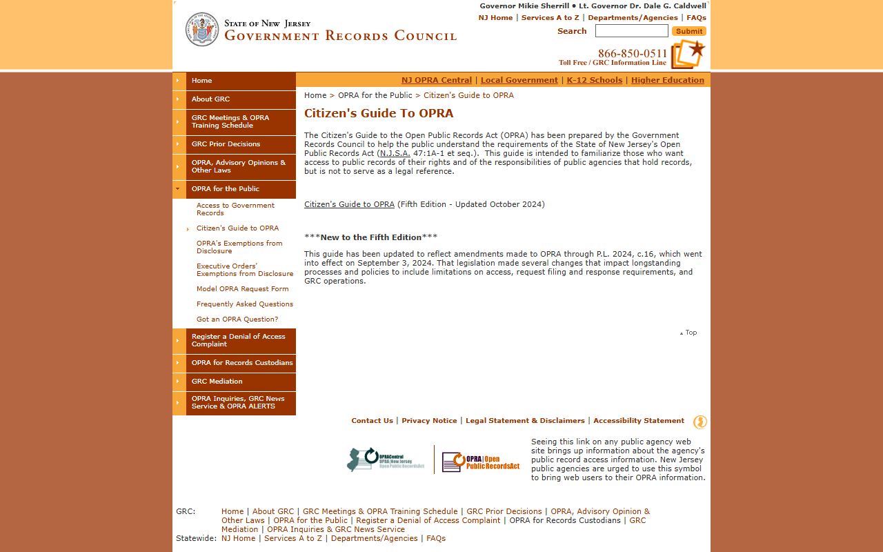 Somerset County public records GRC citizens guide to OPRA