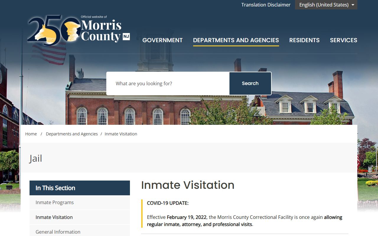 Somerset County released inmates Morris County Correctional Facility visitation schedule
