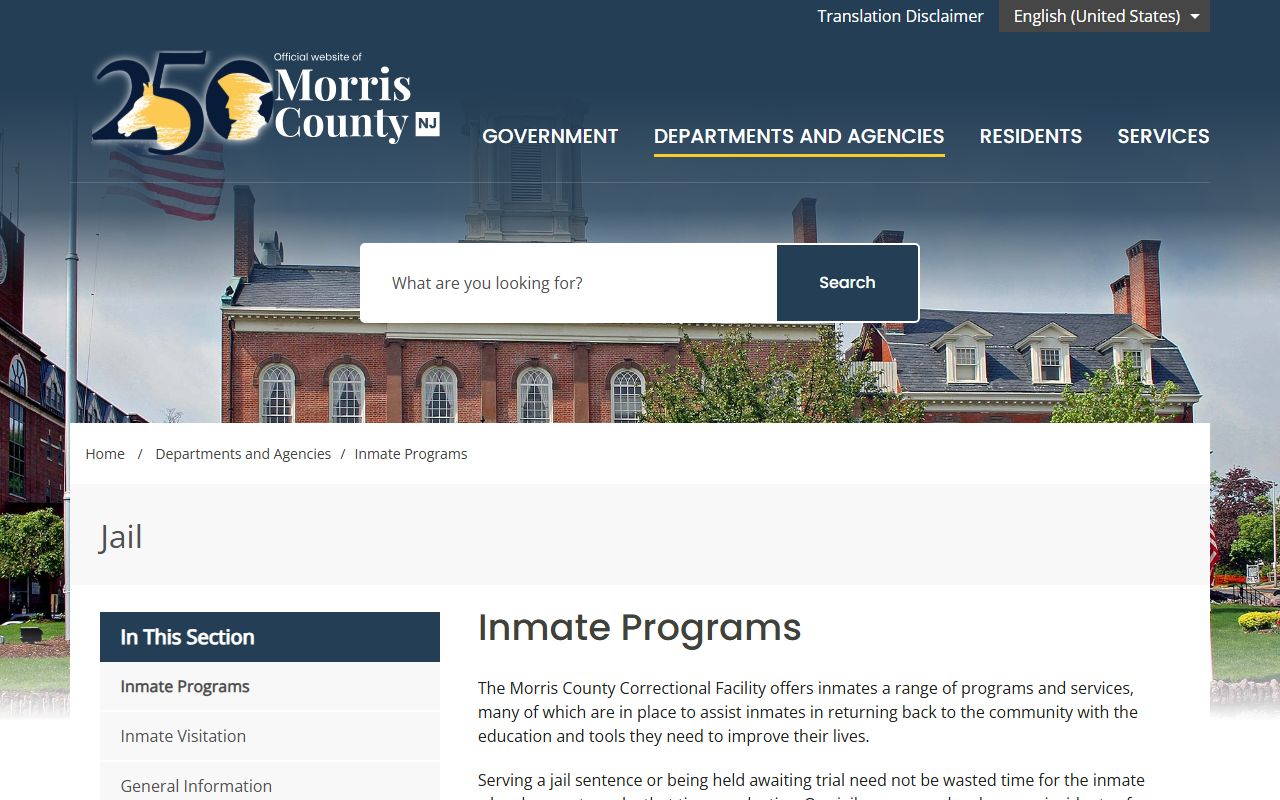 Somerset County released inmates Morris County inmate programs reentry services
