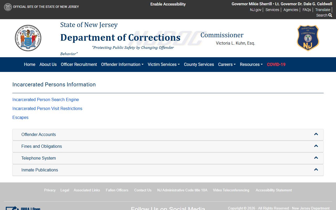 Somerset County released inmates NJDOC offender information search portal