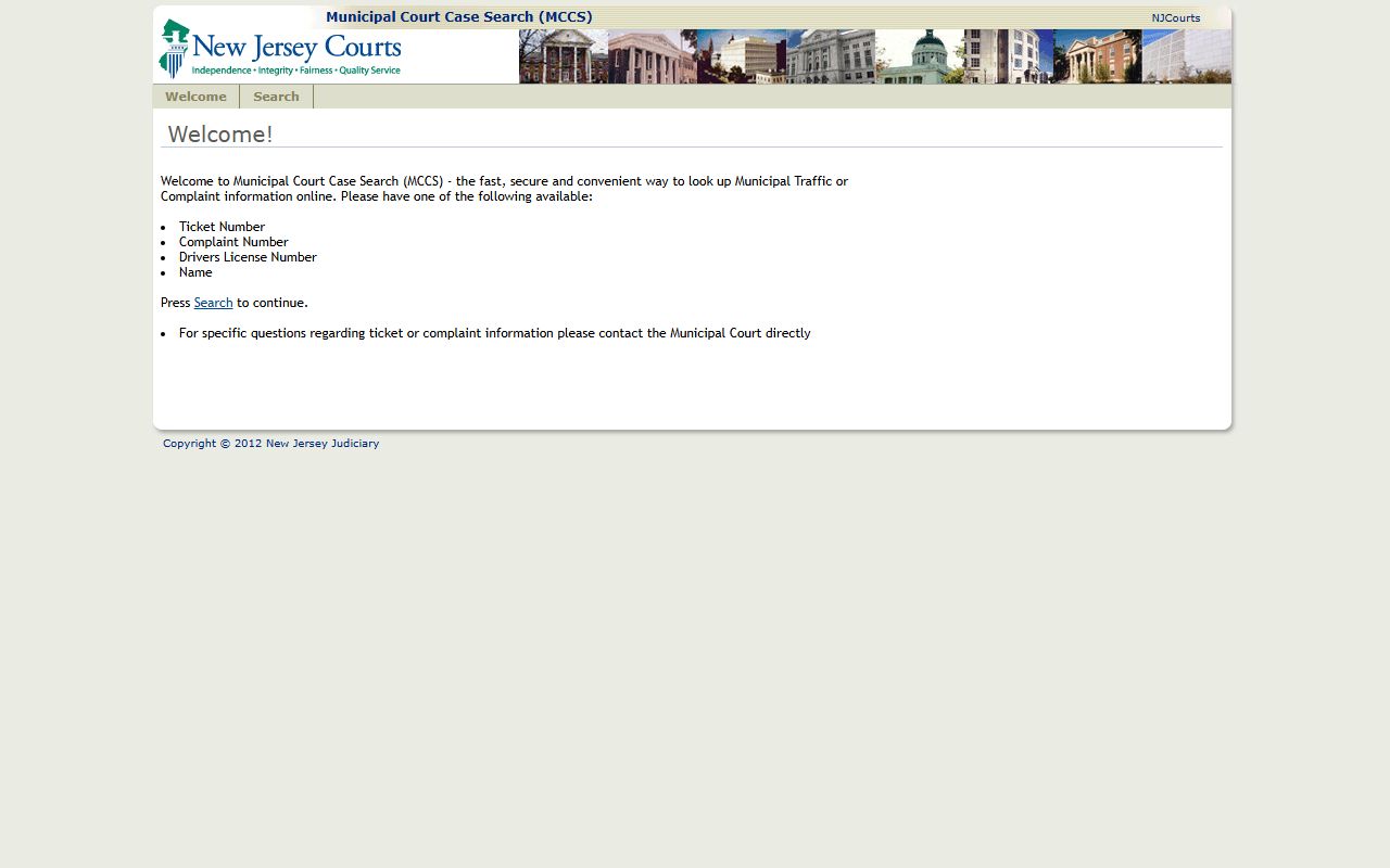 Somerset County traffic court records NJ Municipal Court Case Search public portal